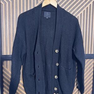 Women's Black Shawl-Collar Button-Front Cardigan Sweater